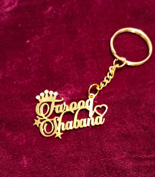 Customised Goldplated Couple Name Keychain