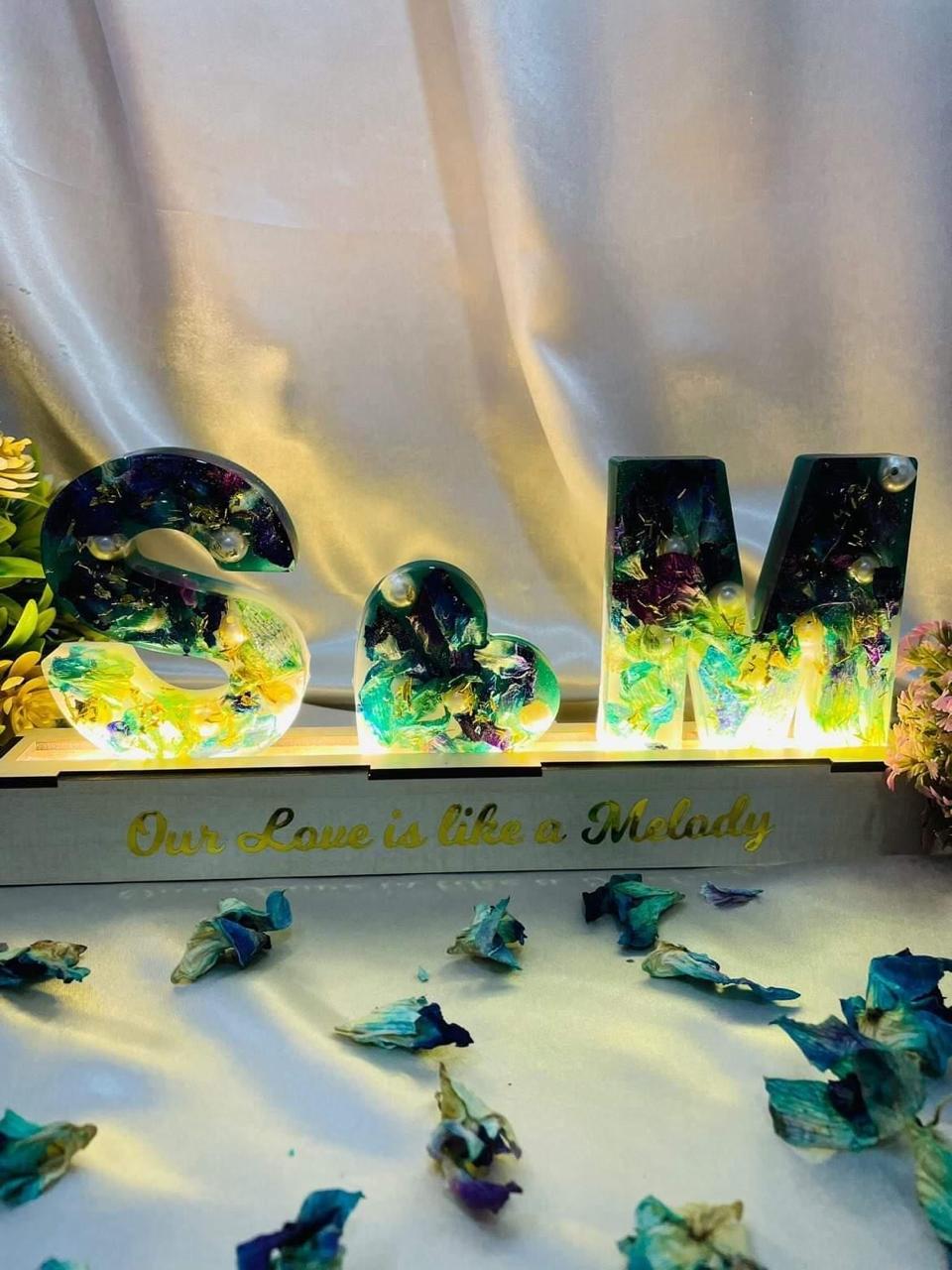 LED Flowers Preserved Initials