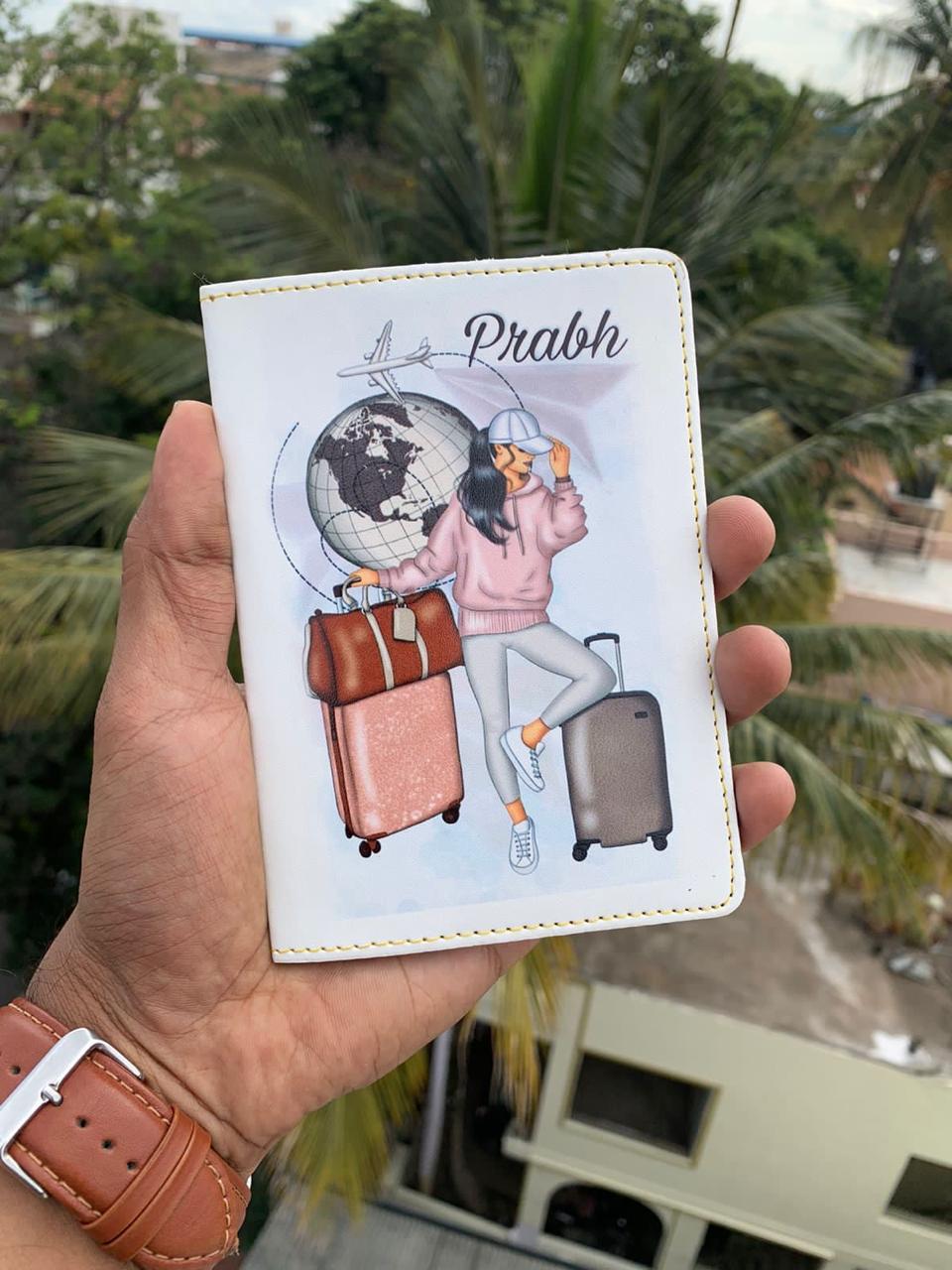 White Printed Passport Cover